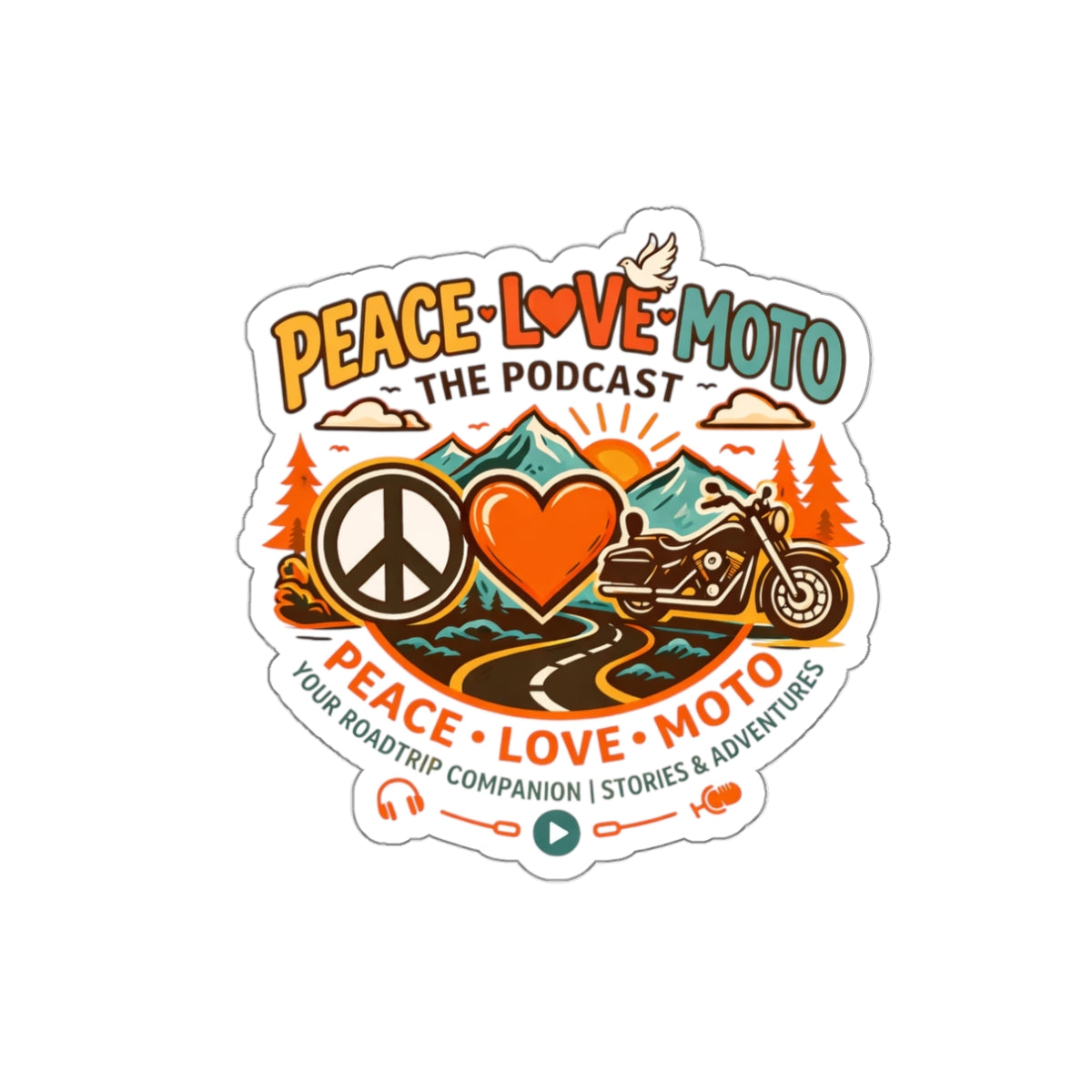 Peace Love Moto - Roadtrip Companion - Die-Cut Sticker